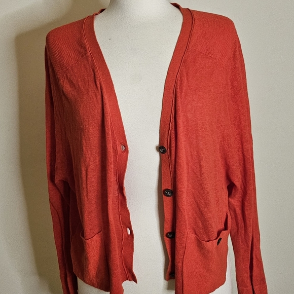 Anthropologie Moth Long Sleeve Button Up V-Neck Cardigan Size Slits Size Large - Picture 3 of 16